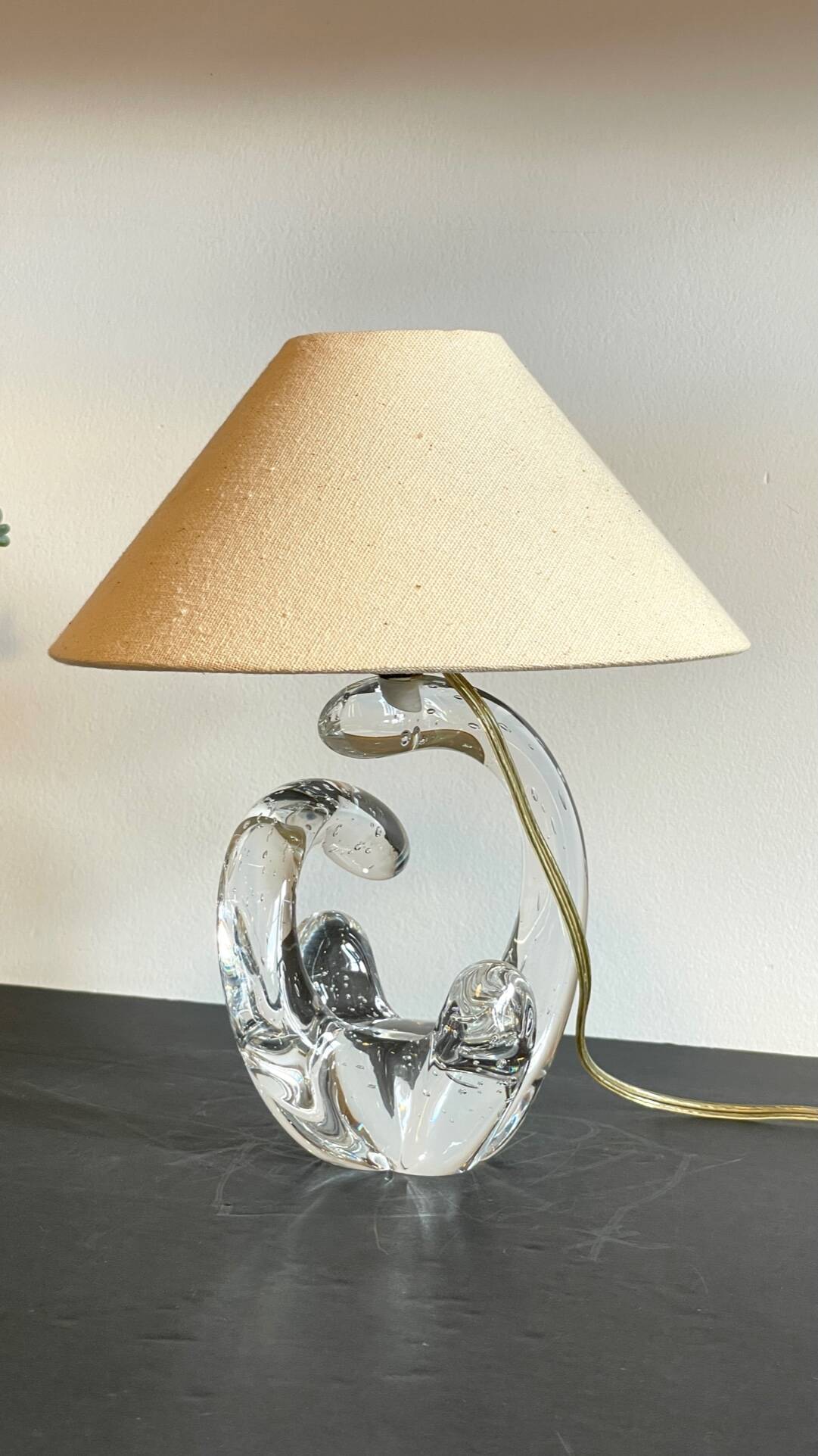 Lampe cristal art déco gravée Paris France