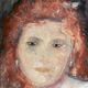 Tableau pastel signé portrait femme rousse