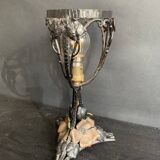 1900 Art Nouveau wrought iron lamp with floral motif