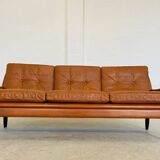 Vintage Danish retro Svend Skipper 3 person sofa in cognac leather