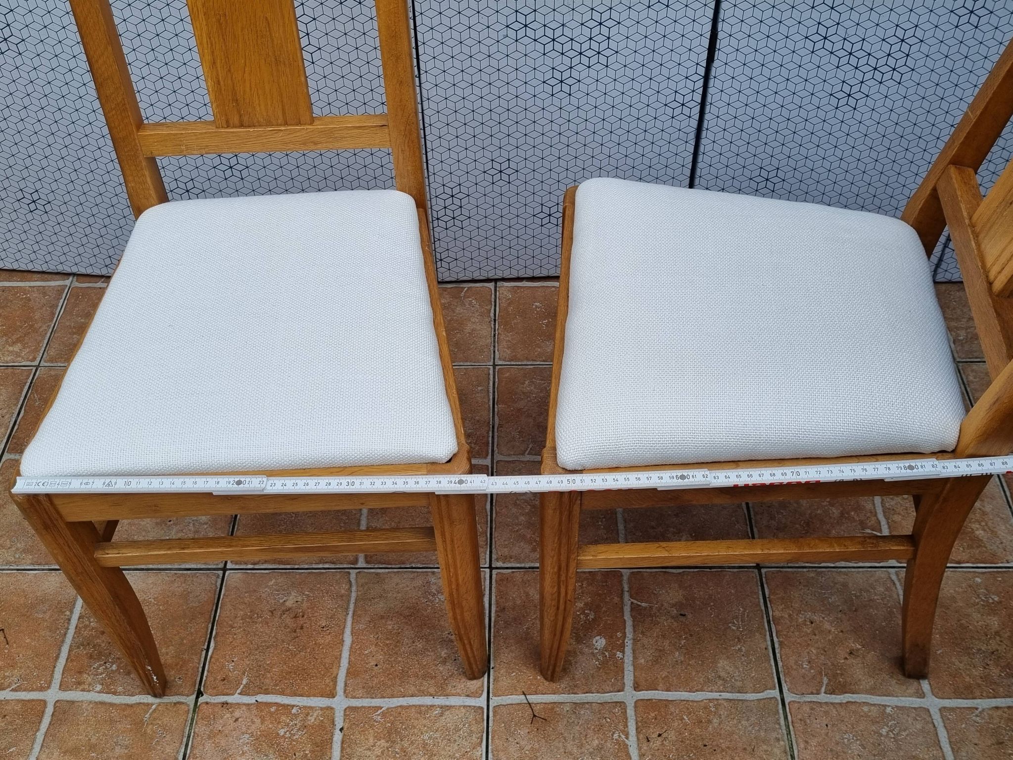 Set of 6 oak chairs, refurbished, Art Deco style, vintage, France