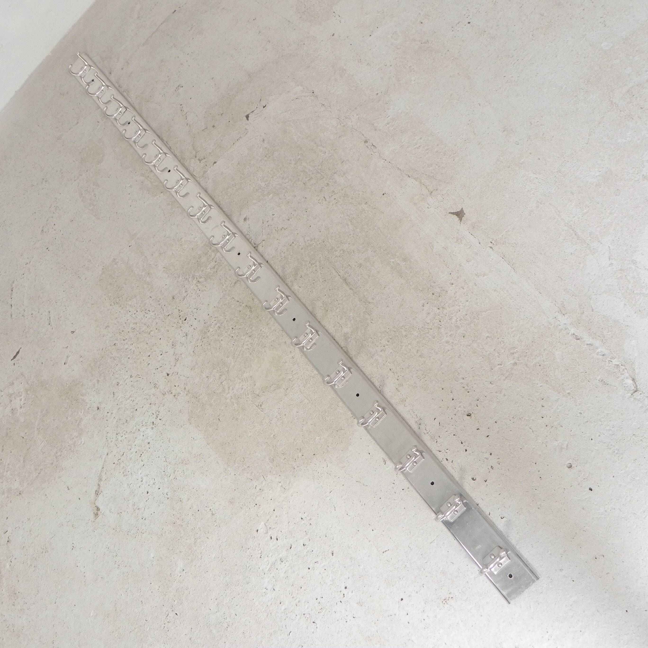 225cm Aluminum Wall Coat Rack with 16 Double Hooks, 1960s