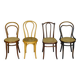 4 mismatched bistro chairs in wood and cane, Thonet, Horgen circa 1910