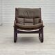 1970s, Norwegian lounge chair, brown furniture leather.