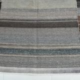 7x9 Gray & Teal Green Handmade Kilim Rug, 224x264Cm