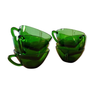 Set of 6 cups in 70's glass