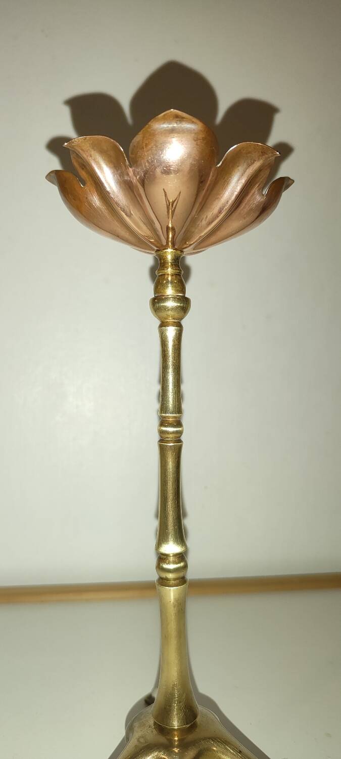 Brass and copper candlestick by Was Benson 1900