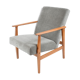 Vintage polish armchair, restored, 1960s, grey fabric, teak