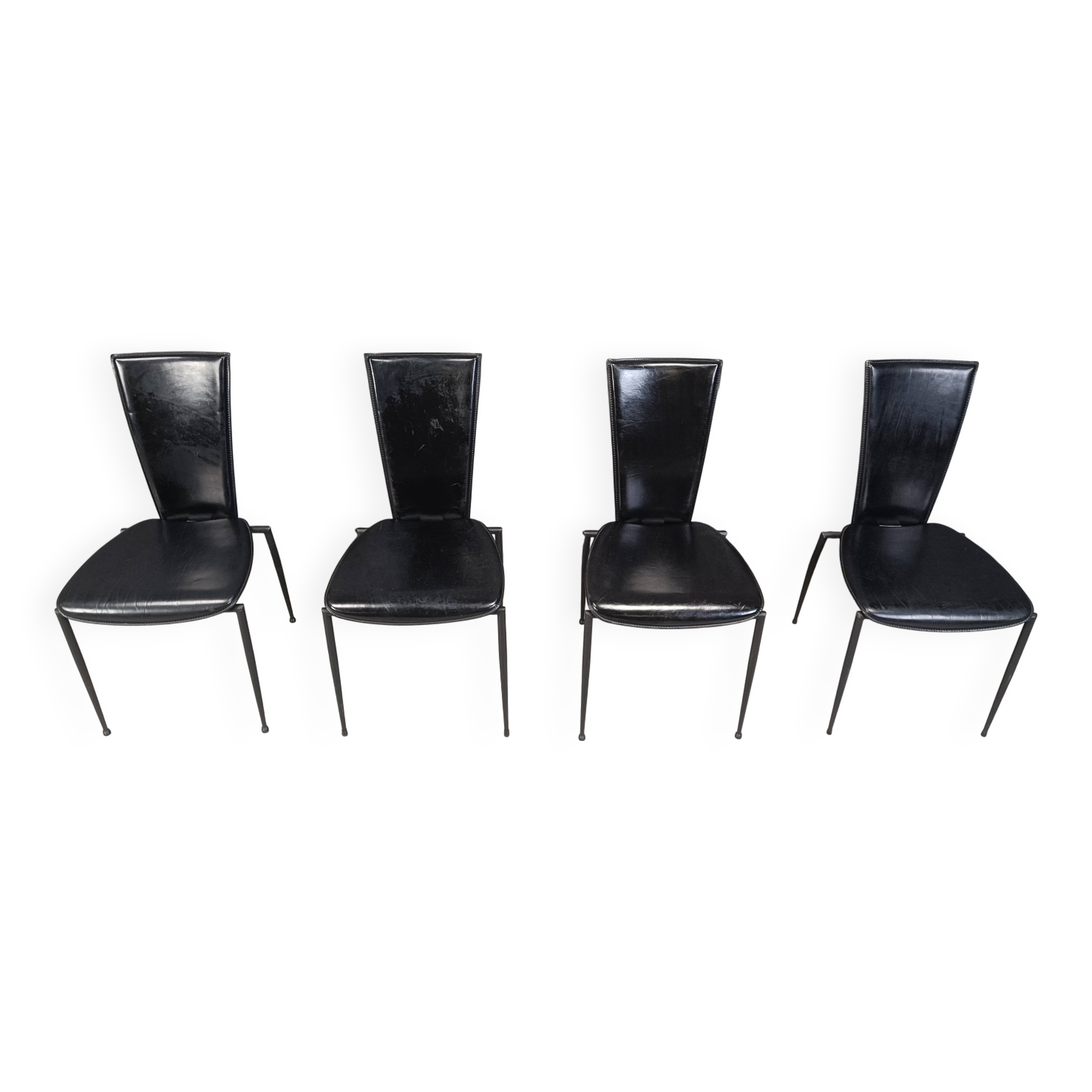 Set of 4 post modern dining chairs by Arper Italy, 1980s