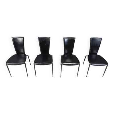 Lot de 4 chaises de salle à manger post-modernes par Arper Italie, années 1980