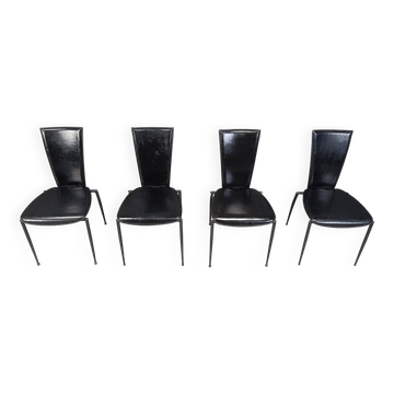 Set of 4 post modern dining chairs by Arper Italy, 1980s
