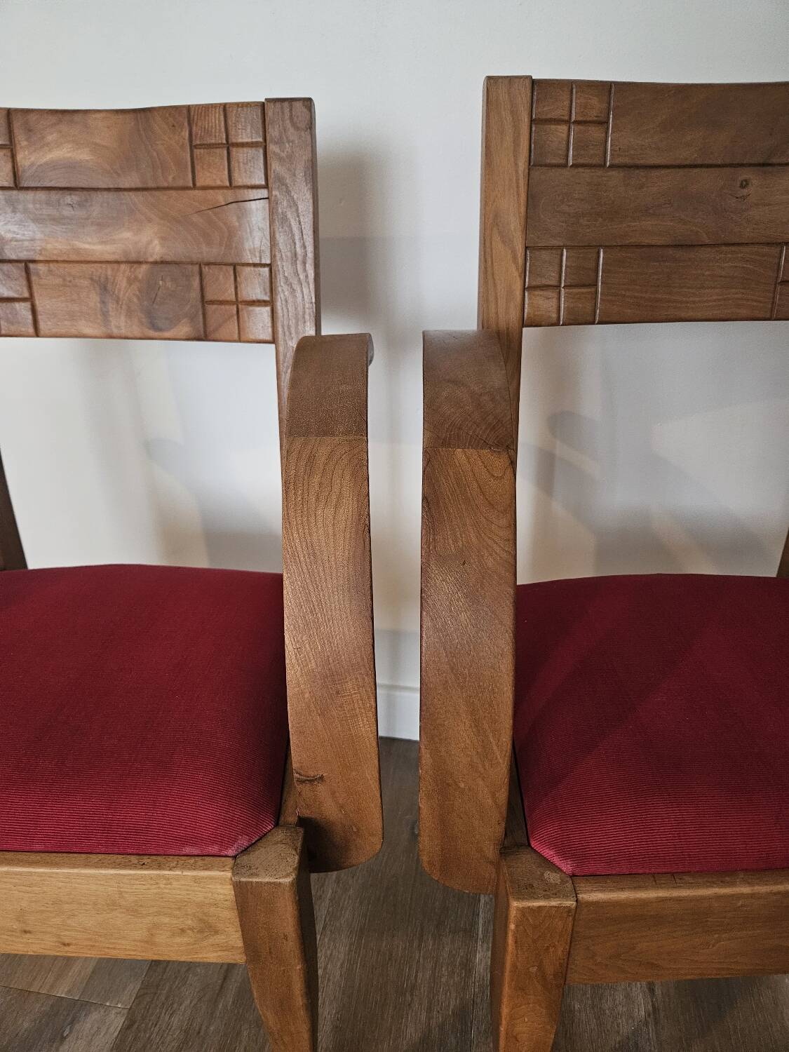 Pair of Art Deco Walnut Bridge Armchairs