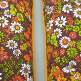 2 rectangular cushions piped in cotton canvas - décor small flowers - vintage 70s