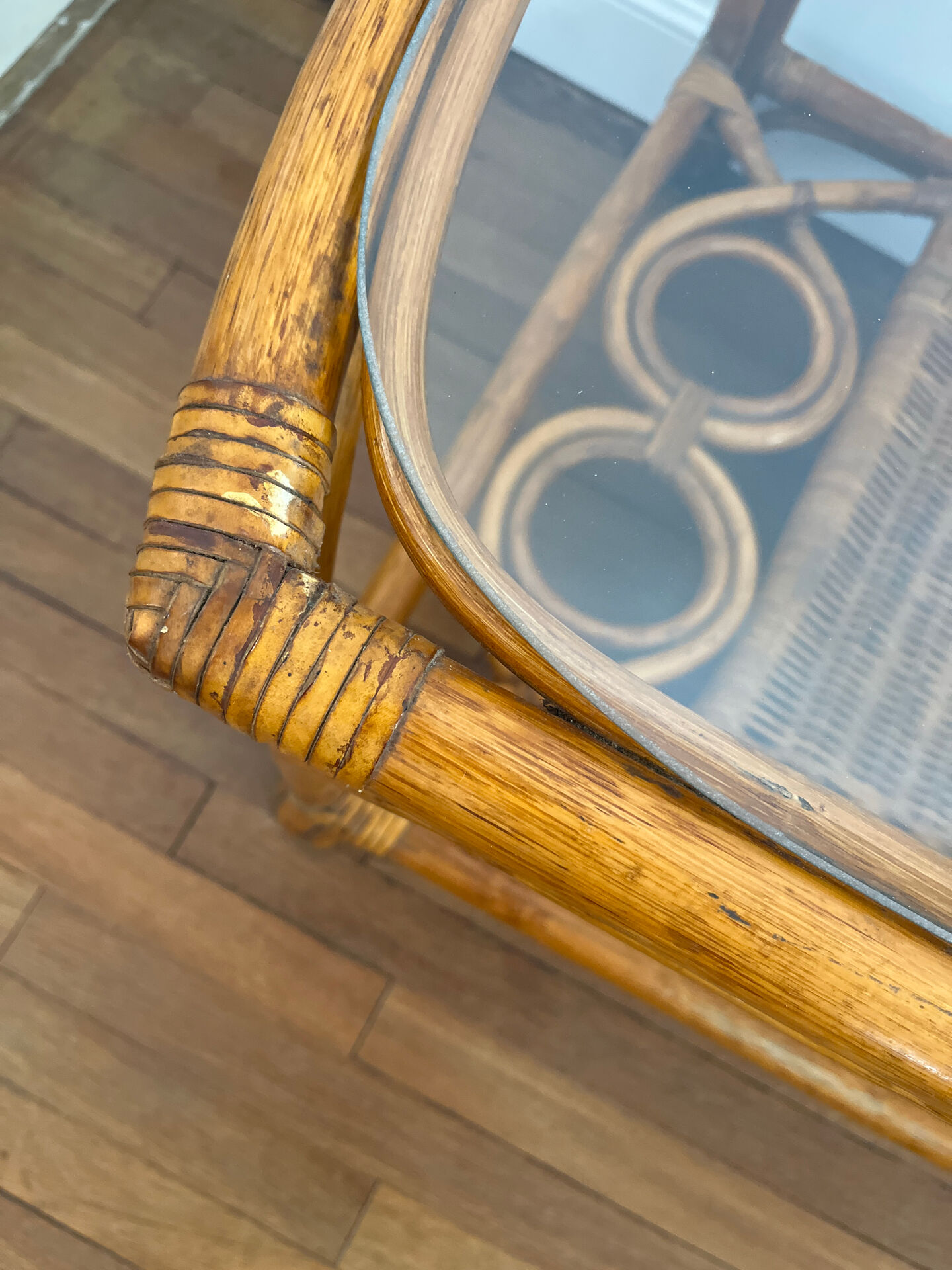 Vintage bamboo and rattan table