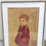 Tableau portrait d'enfant signé Nadi Ken