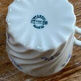 Set of 2 Istanbul and LImoges porcelain cups decorated with small blue flowers