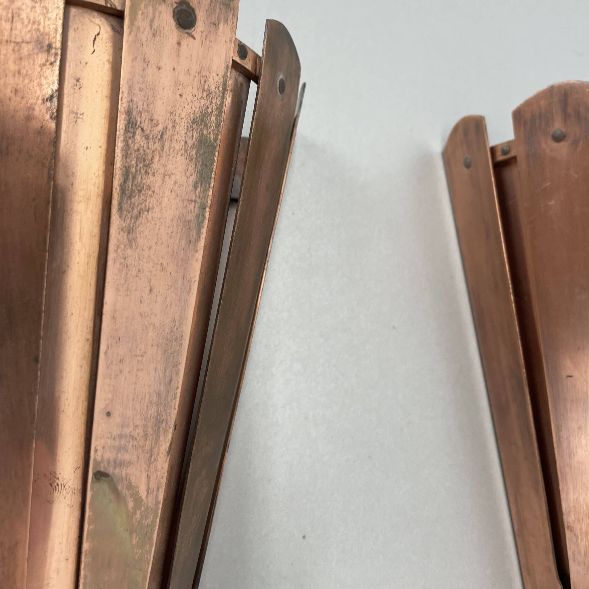 set of 2 copper 25cm Gio Ponti Style Theatre Wall Light Sconces, Italy 1950