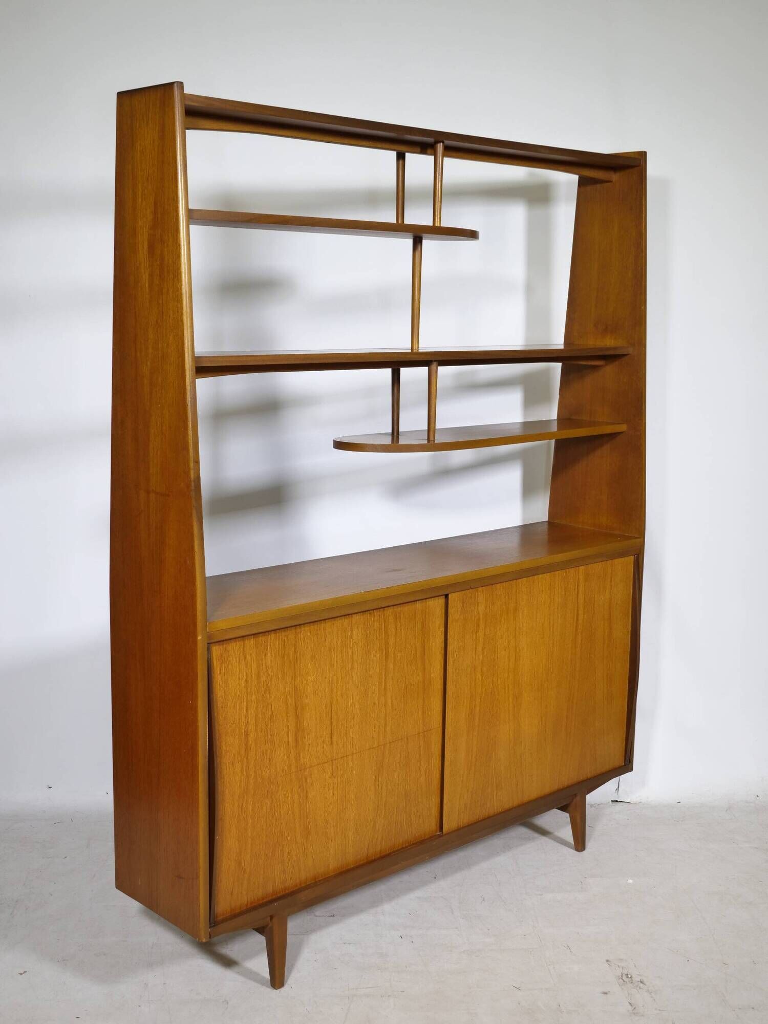 Mid-Century Highboard with Kidney Shaped Shelf in Teak, 1960s