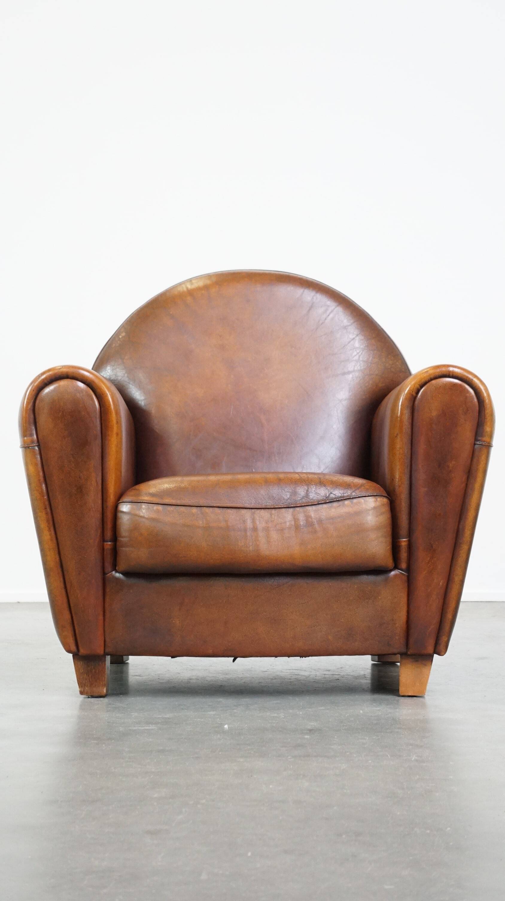 Large sheep leather design armchair