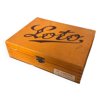 Ancien jeu lotto boîte en bois