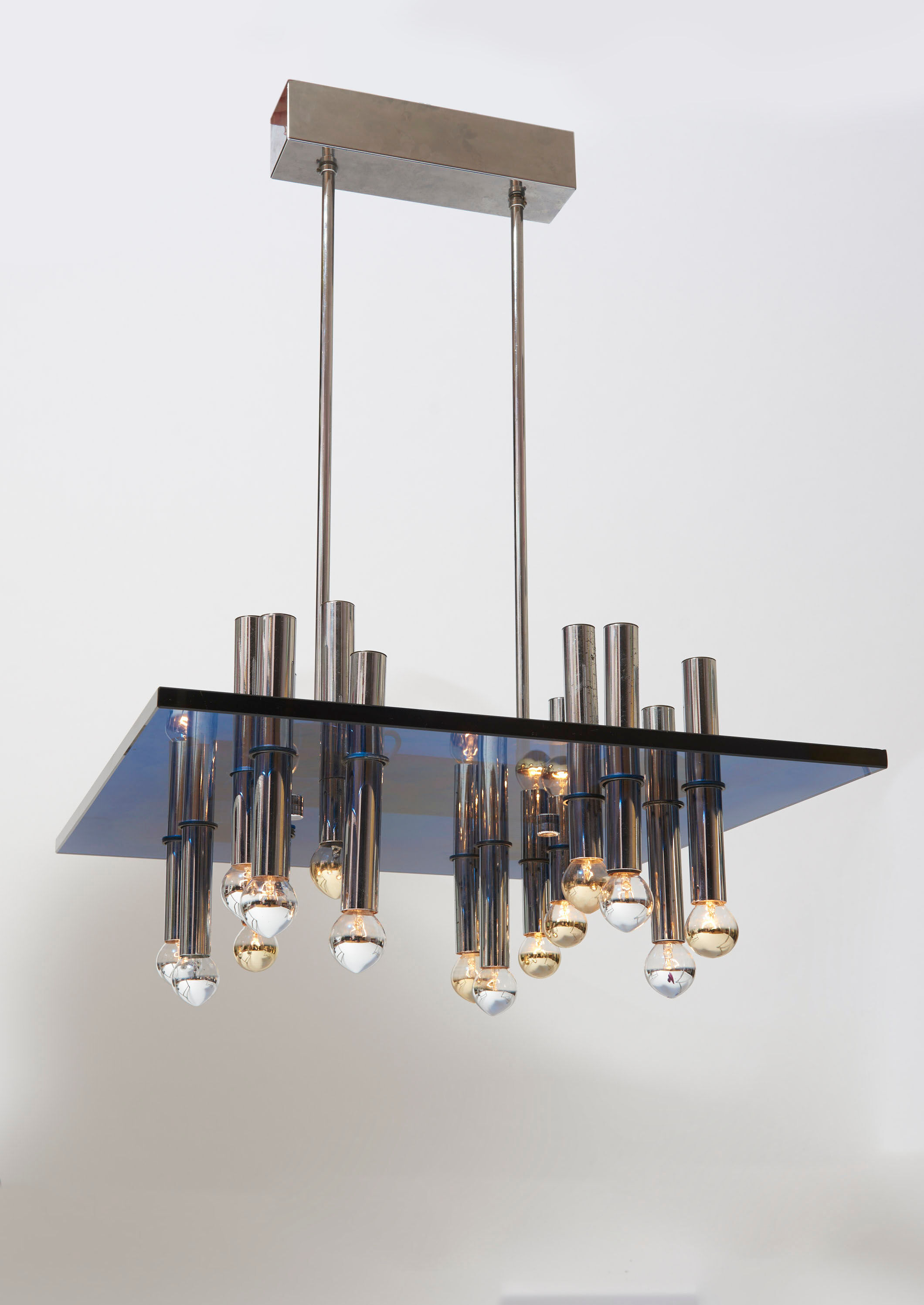 Suspension vintage en chrome et verre de Murano