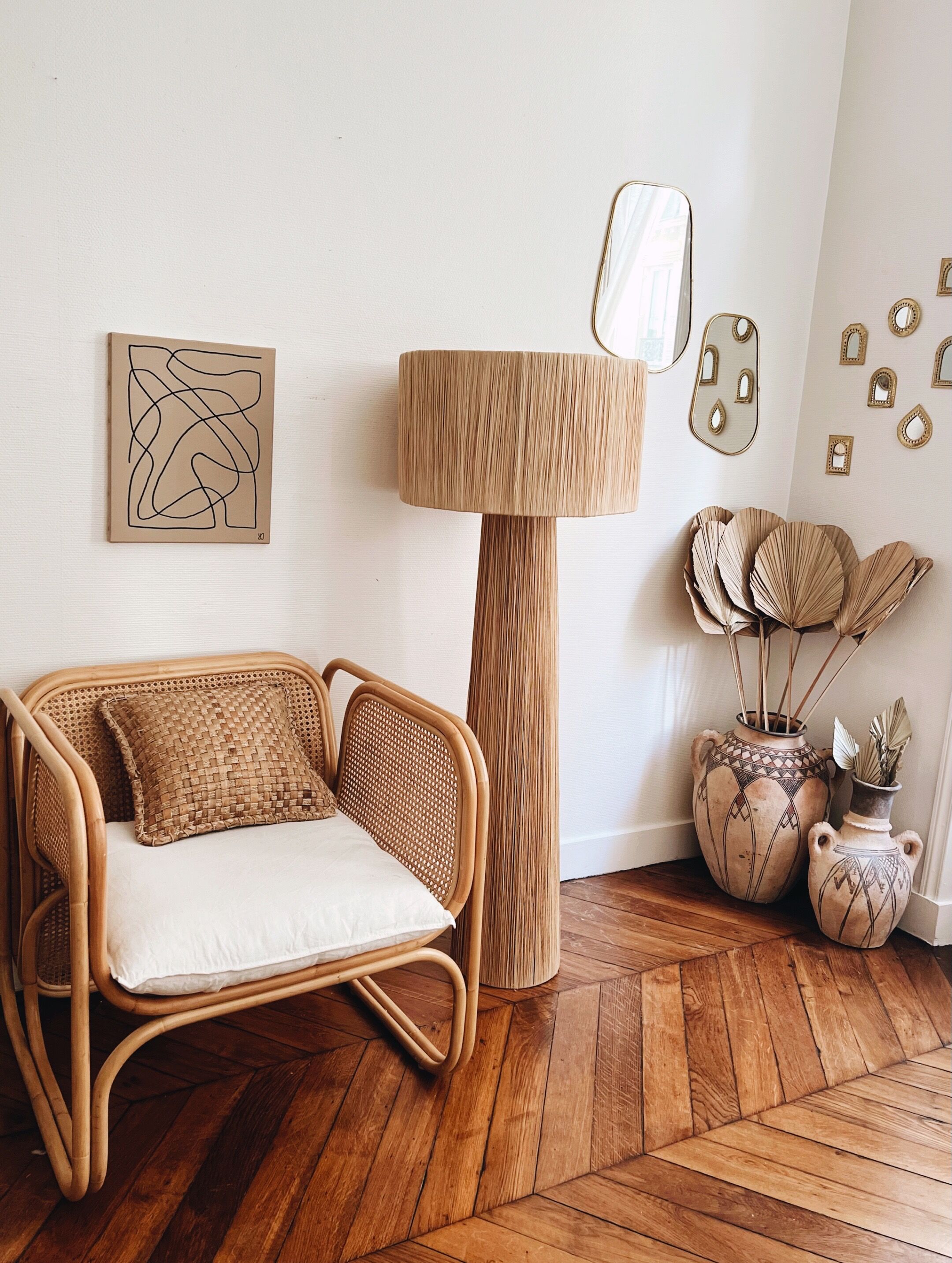 Bahia floor lamp minimalist design raffia