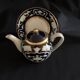 Uzbek teapot, plate, porcelain, collection, ethnic, signed, gilding