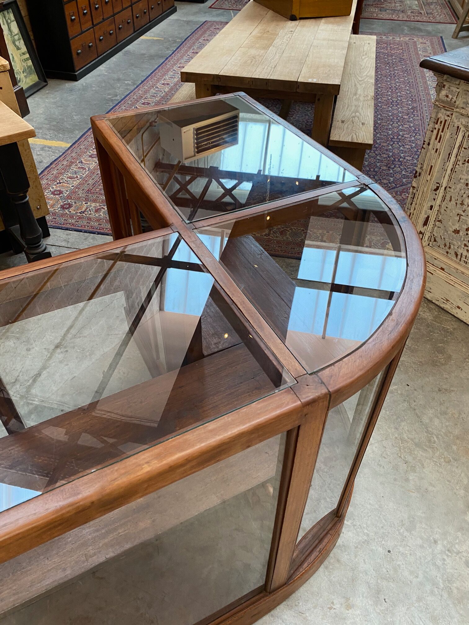 Mahogany corner display counter