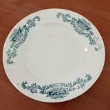 Assiettes plate Longchamp Terre de feu service : Lutèce. couleur : bleu-vert