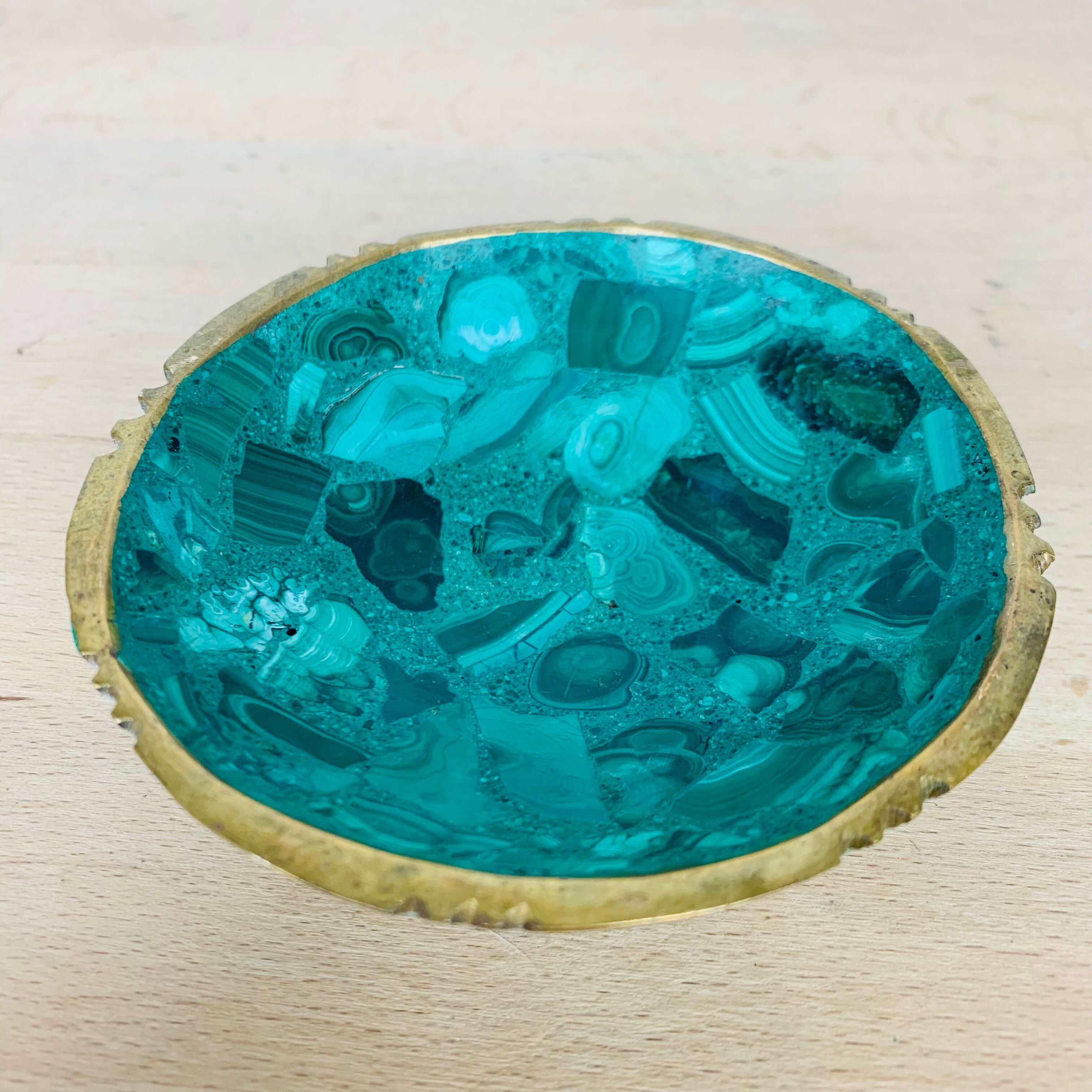 Empty pocket Malachite and brass