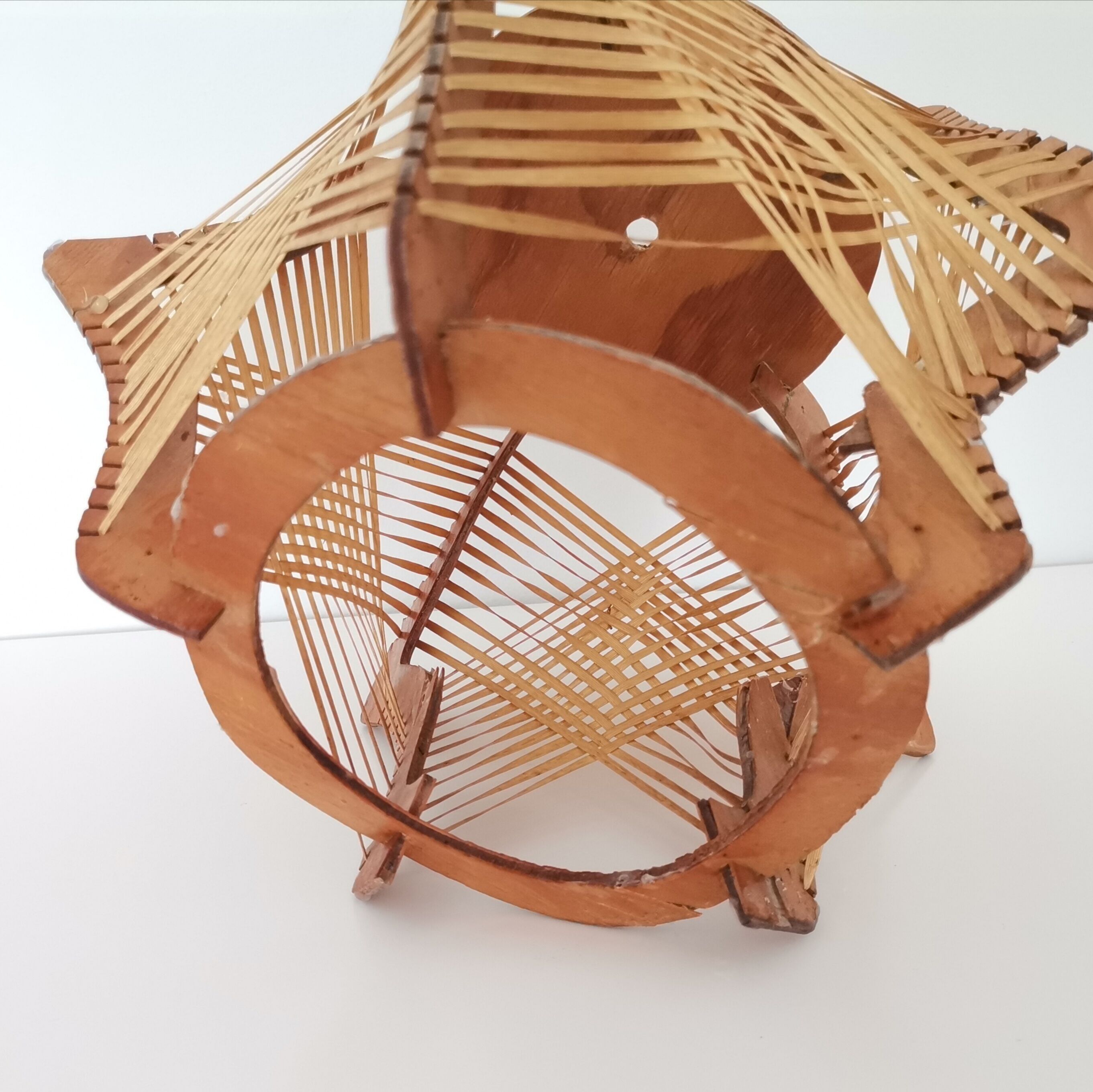 Vintage 60s Mid Century Modern wooden lamp shade for ceiling lamp