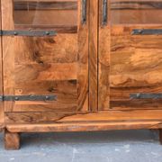 Argentier vitrine brutaliste forme libre en olivier