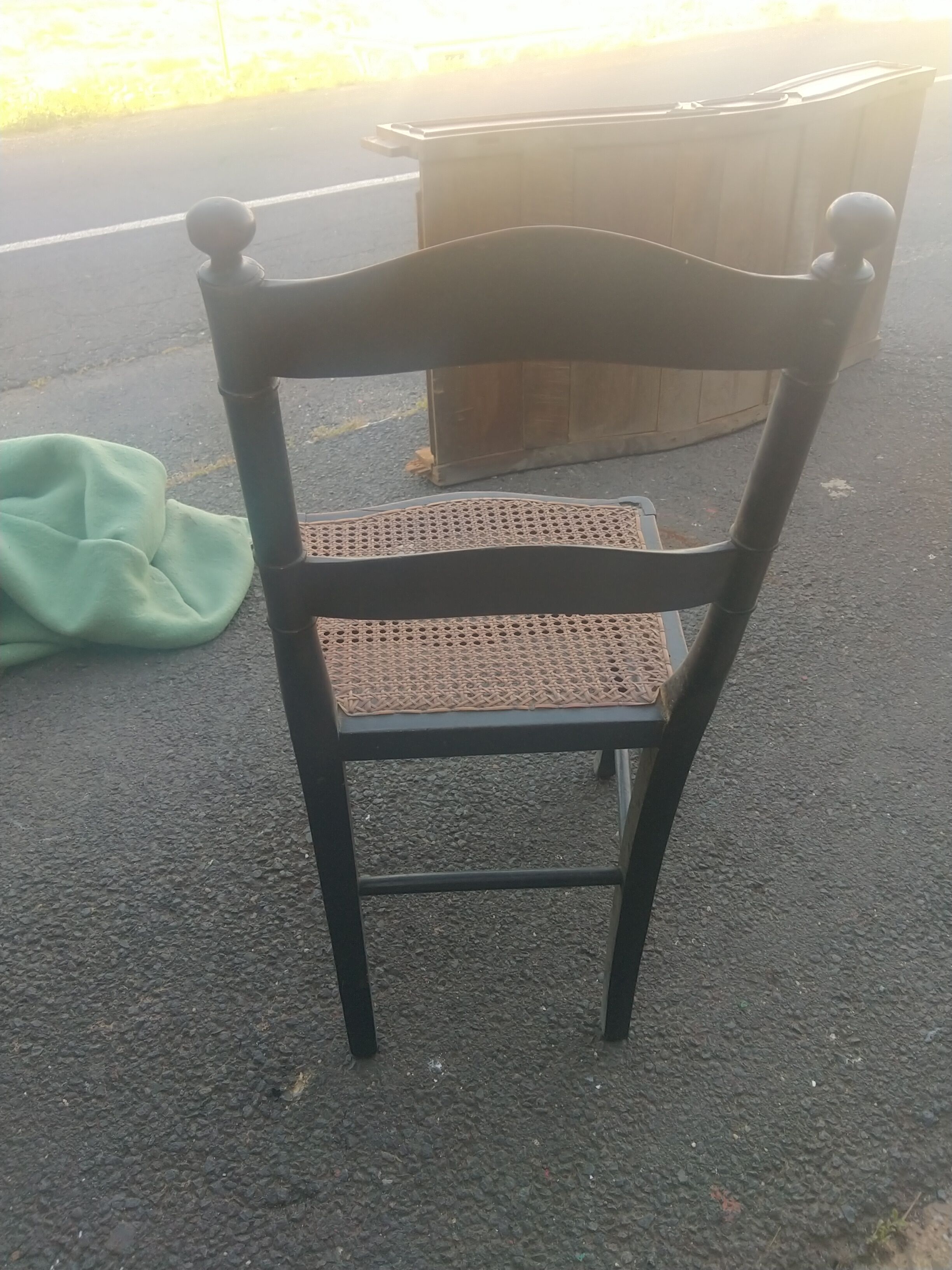 Set of 6 Napoleon III period chairs in blackened wood and caning
