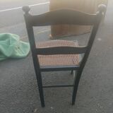 Series of 6 chairs Napoleon III era in blackened wood and canning