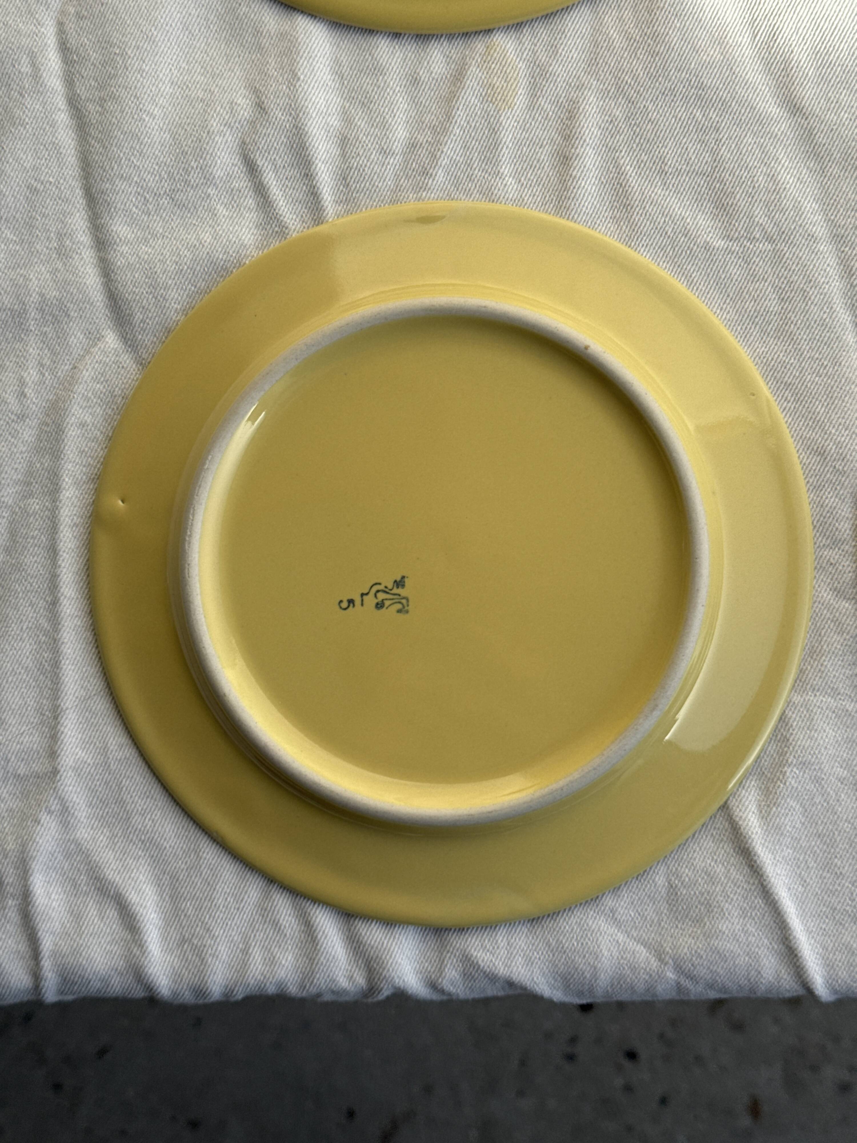 Set of 6 modern yellow dessert plates D19