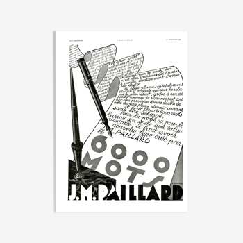 Affiche vintage années 30 Stylo J.M. PAILLARD