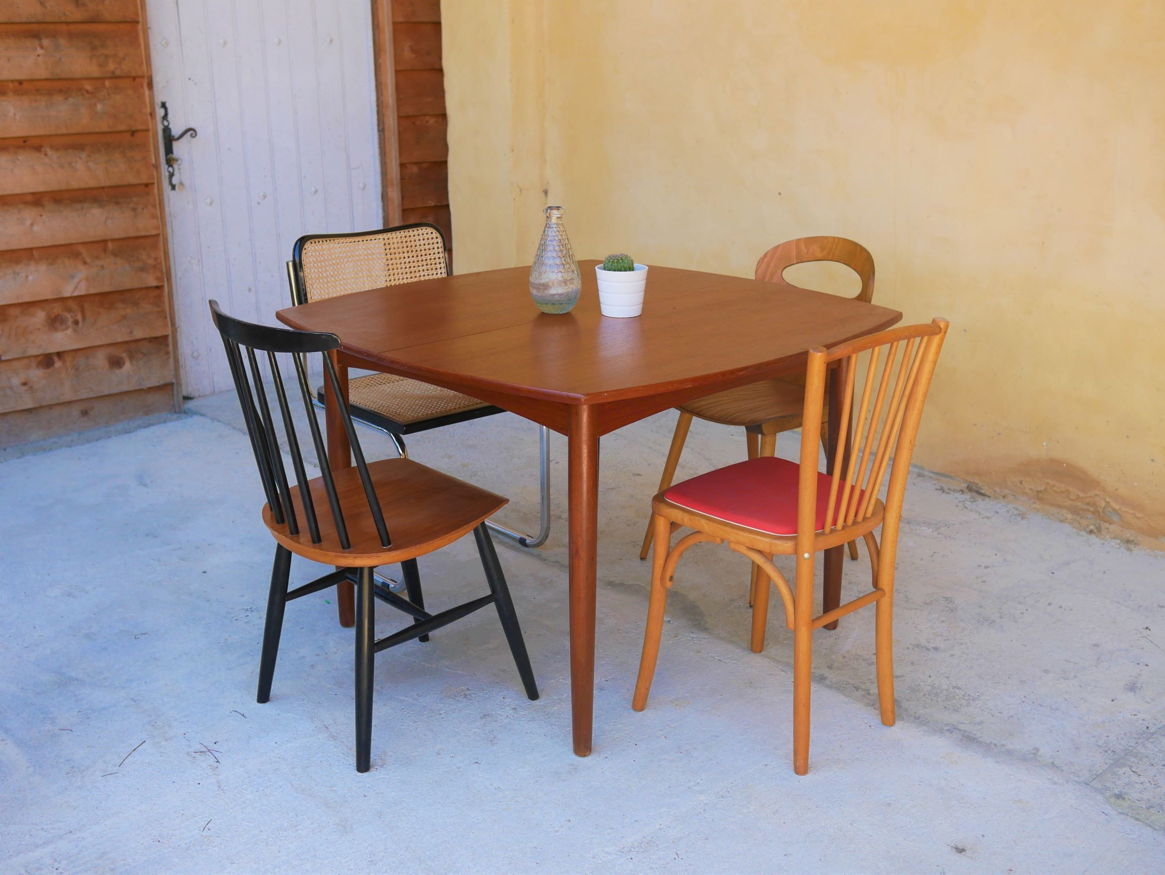 Scandinavian dining table extendable teak by Henry Walter Klein