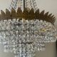 Hot air balloon chandelier in brass and crystal pendants