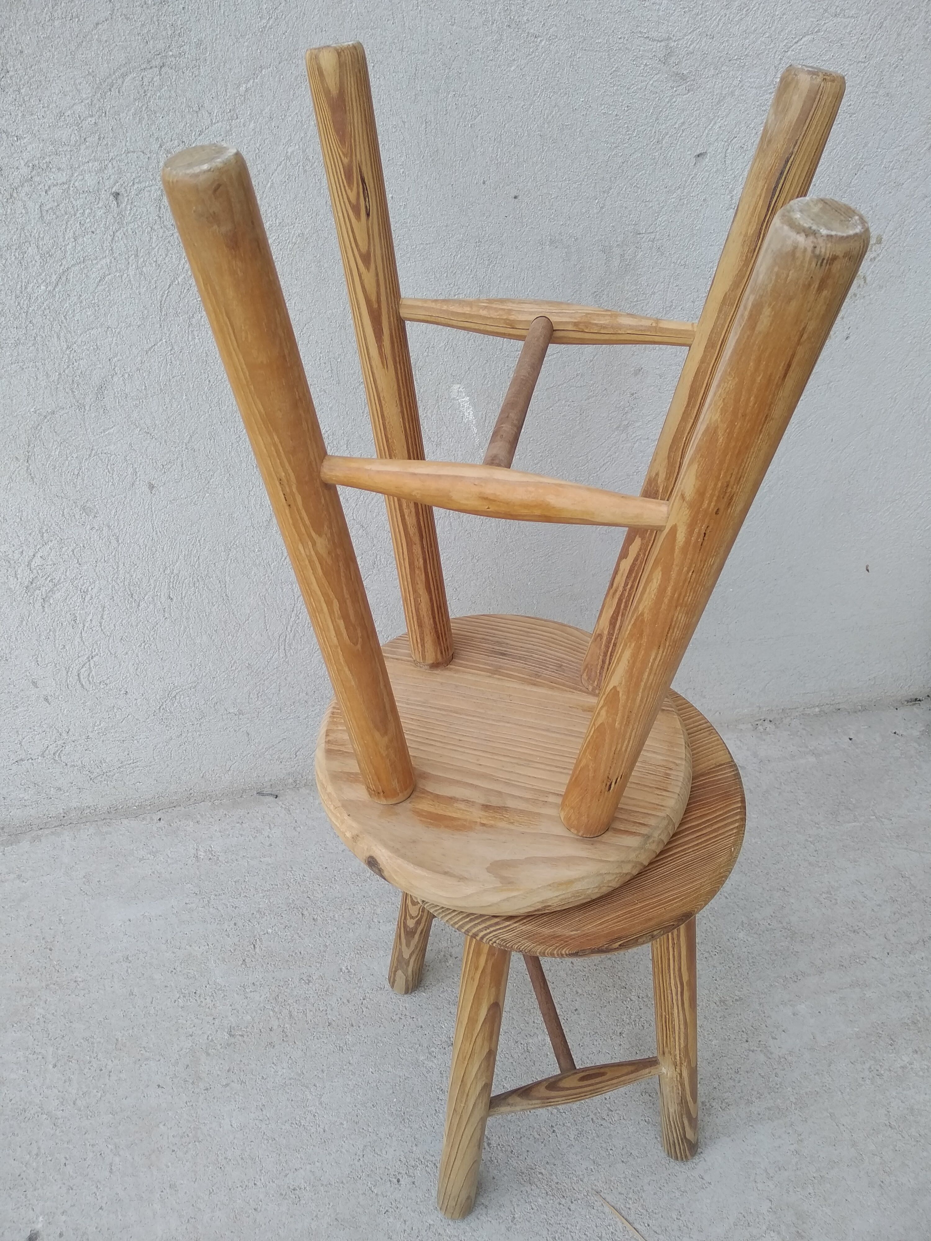 Set of 2 vintage pine stools