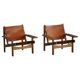 Pair of hunting chairs in oak and leather by Kurt Østervig, Danish modern, 1960s.