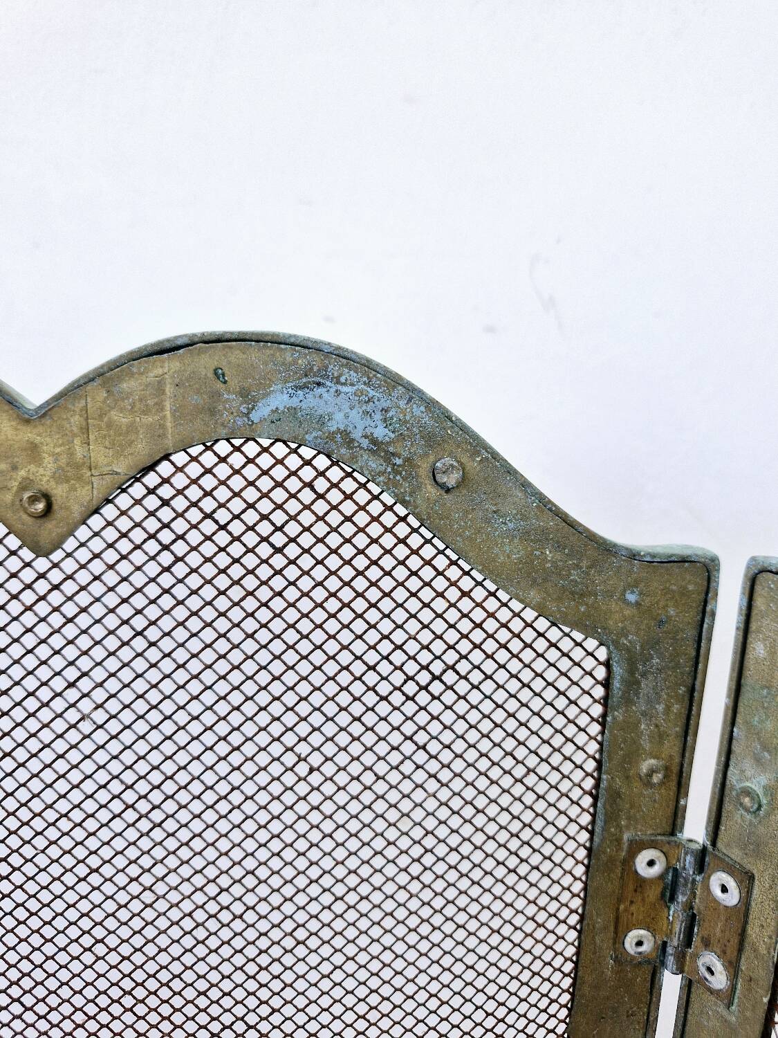 Old brass fire screen 75x38cm fireplace protection screen