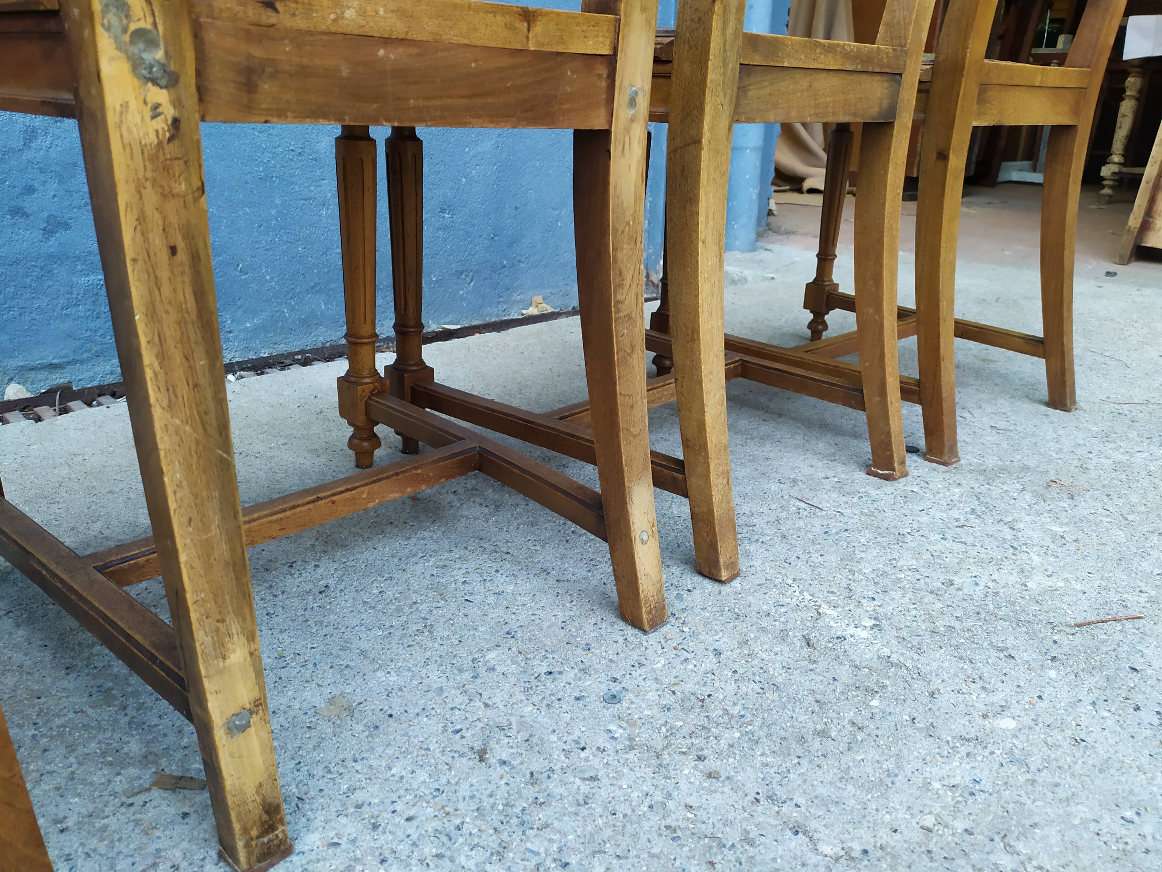 4 Louis XVI leather chairs