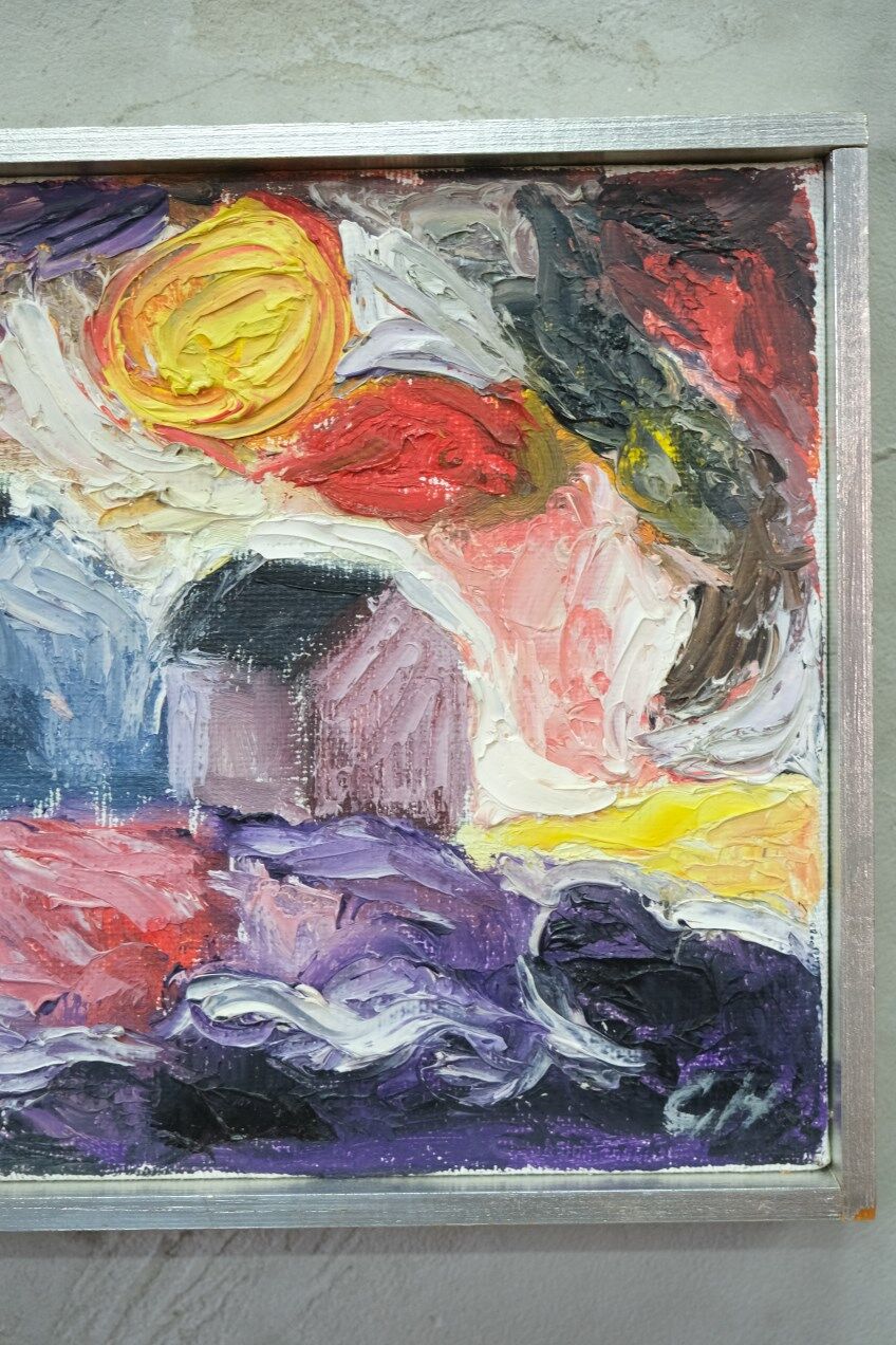 Grethe Hultgren, Swedish Expressionist Composition, Oil on Canvas, 1979, Framed