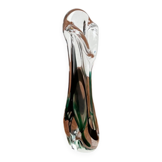 Vase en verre d'art vintage par Max Verboeket pour Kristalunie Maastricht, années 1970