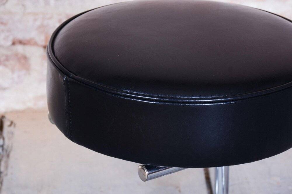 Bauhaus Stool in Chrome-Plated Steel and Leather, 1950s