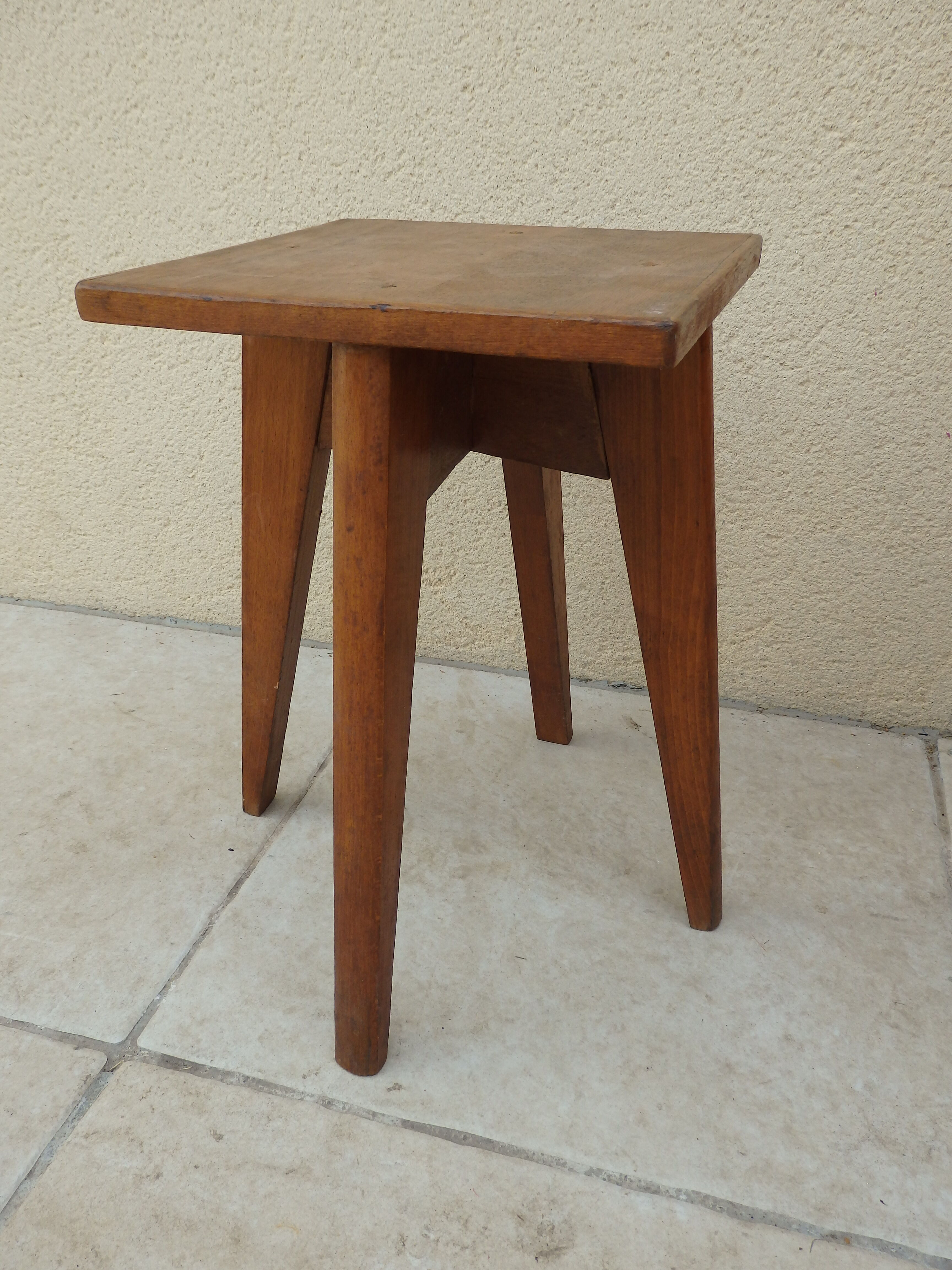 Tabouret bois vintage année 50 reconstruction design