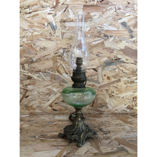 Old Lamp Oil Pedestal Bronze Body Green Glass Selency Old Lamp Oil Pedestal Bronze Body Green Glass Selency