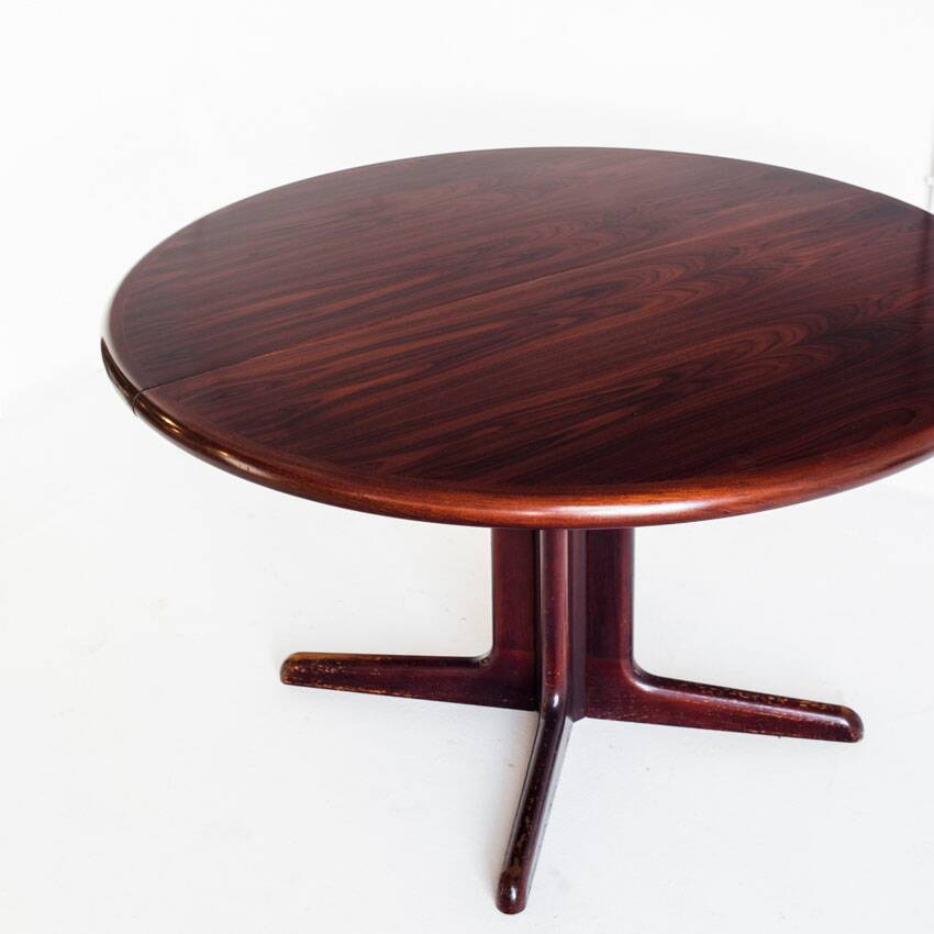 Scandinavian dining table with two extensions.Gudme Mobelfabrik. Rosewood. Denmark, 1960s