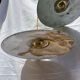 Old suspension pair in green and white enamelled sheet metal.