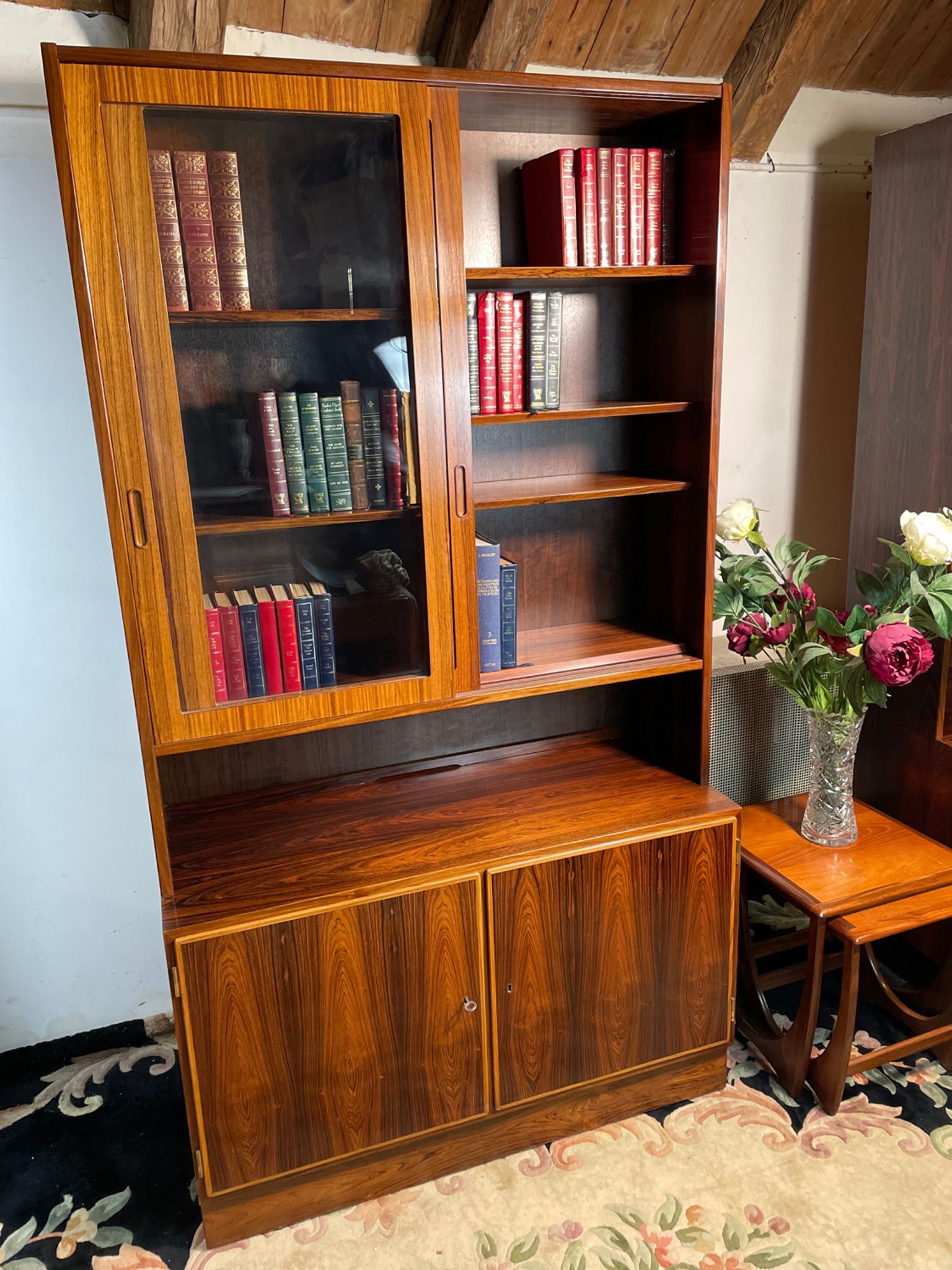 Mid century retro vintage wall unit bookcase danish design by poul hundevad rosewood 1950-1960